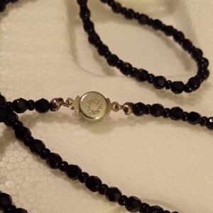 Austrian Glass Black Beaded Necklace 26"
